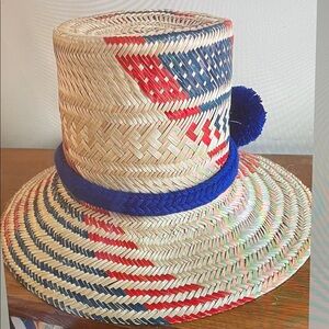 Wuitusu Colorful Straw Hat with Blue Band